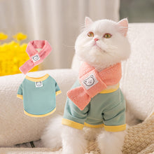 Load image into Gallery viewer, Autumn and Winter Pet Warm Hoodie Puppy Dog Cat Macaroons Shirt Jacket with Scarf Two-legged Cartoon Pet Clothes Teddy Bichon Dog Clothes
