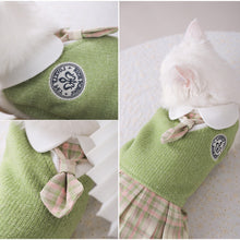 Load image into Gallery viewer, JK Dress Pet Clothing Dogs uniform Print Plaid Dog Clothes Small Costume Warm French Corgi Cute Autumn Winter Girl Collar Perro
