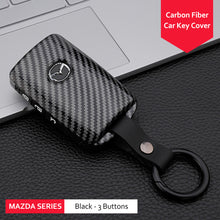 Load image into Gallery viewer, Carbon Fiber Car Remote Key Case Cover Shell For Mazda 3 Alexa CX-30 CX30 CX5 CX 5 CX-5 CX8 CX9 CX4 2019 2020 Protector Holder Keyless
