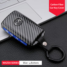 Load image into Gallery viewer, Carbon Fiber Car Remote Key Case Cover Shell For Mazda 3 Alexa CX-30 CX30 CX5 CX 5 CX-5 CX8 CX9 CX4 2019 2020 Protector Holder Keyless
