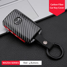 Load image into Gallery viewer, Carbon Fiber Car Remote Key Case Cover Shell For Mazda 3 Alexa CX-30 CX30 CX5 CX 5 CX-5 CX8 CX9 CX4 2019 2020 Protector Holder Keyless
