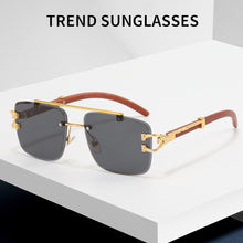 Load image into Gallery viewer, Wood Pattern Leopard Head Sunglasses UV Protection Outdoor Sunglasses Fashion Square Frame Sunglasses for Men Women

