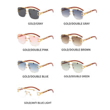 Load image into Gallery viewer, Wood Pattern Leopard Head Sunglasses UV Protection Outdoor Sunglasses Fashion Square Frame Sunglasses for Men Women
