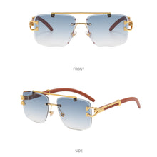 Load image into Gallery viewer, Wood Pattern Leopard Head Sunglasses UV Protection Outdoor Sunglasses Fashion Square Frame Sunglasses for Men Women
