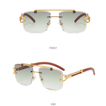 Load image into Gallery viewer, Wood Pattern Leopard Head Sunglasses UV Protection Outdoor Sunglasses Fashion Square Frame Sunglasses for Men Women

