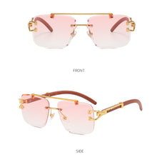 Load image into Gallery viewer, Wood Pattern Leopard Head Sunglasses UV Protection Outdoor Sunglasses Fashion Square Frame Sunglasses for Men Women
