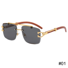 Load image into Gallery viewer, Wood Pattern Leopard Head Sunglasses UV Protection Outdoor Sunglasses Fashion Square Frame Sunglasses for Men Women
