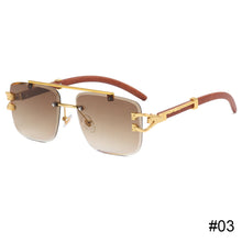 Load image into Gallery viewer, Wood Pattern Leopard Head Sunglasses UV Protection Outdoor Sunglasses Fashion Square Frame Sunglasses for Men Women
