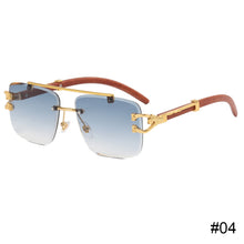 Load image into Gallery viewer, Wood Pattern Leopard Head Sunglasses UV Protection Outdoor Sunglasses Fashion Square Frame Sunglasses for Men Women
