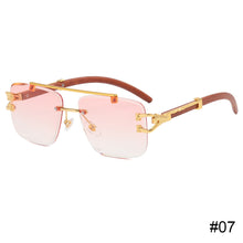 Load image into Gallery viewer, Wood Pattern Leopard Head Sunglasses UV Protection Outdoor Sunglasses Fashion Square Frame Sunglasses for Men Women

