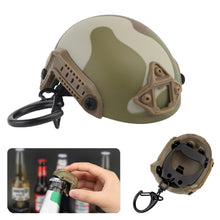 Load image into Gallery viewer, Portable Tactical Fast Helmet Model Keychain Key Ring Mini Bottle Opener Keychain Backpack Charm Military Fan Accessories Gift
