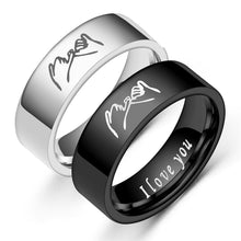 Load image into Gallery viewer, 6mm Fashion Stainless Steel Ring i love you Couple Silver Black Couple Jewelry Anniversary Valentine's Day Gifts

