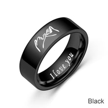 Load image into Gallery viewer, 6mm Fashion Stainless Steel Ring i love you Couple Silver Black Couple Jewelry Anniversary Valentine's Day Gifts
