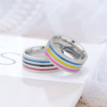 Load image into Gallery viewer, 8MM Rainbow Rings Jewelry Engagement Party Titanium Steel For Couple Lovers Rings For Women Men Jewelry
