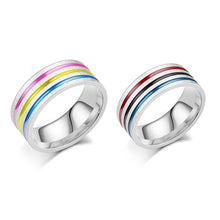 Load image into Gallery viewer, 8MM Rainbow Rings Jewelry Engagement Party Titanium Steel For Couple Lovers Rings For Women Men Jewelry
