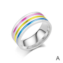 Load image into Gallery viewer, 8MM Rainbow Rings Jewelry Engagement Party Titanium Steel For Couple Lovers Rings For Women Men Jewelry
