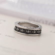 Load image into Gallery viewer, 6MM Punk Fashion Rings for Women Men Retro Hip-Hop Personality Ring Engraved Retro Hipster Ring Hollow Cross Rings

