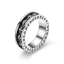 Load image into Gallery viewer, 6MM Punk Fashion Rings for Women Men Retro Hip-Hop Personality Ring Engraved Retro Hipster Ring Hollow Cross Rings
