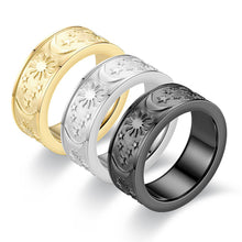 Load image into Gallery viewer, Titanium Steel Cast Star-moon Sun Couple de-stress Lucky Ring Friends Party Jewelry
