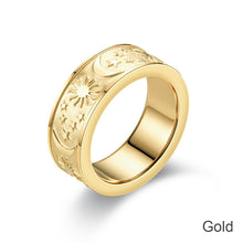 Load image into Gallery viewer, Titanium Steel Cast Star-moon Sun Couple de-stress Lucky Ring Friends Party Jewelry

