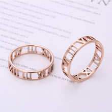 Load image into Gallery viewer, Roman Numerals Stainless Steel Ring For Women Men Classic Rose Gold Color Casual Couple Rings Jewelry Gift
