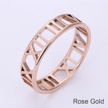 Load image into Gallery viewer, Roman Numerals Stainless Steel Ring For Women Men Classic Rose Gold Color Casual Couple Rings Jewelry Gift
