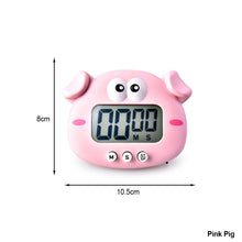 Load image into Gallery viewer, Cute Cartoon Animal Shape LCD Digital Screen Kitchen Timer Magnetic Countdown Timer for Kitchen Cooking Study Stopwatch Loud Alarm Clock
