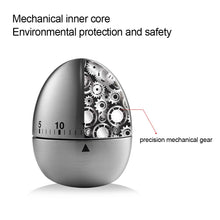 Load image into Gallery viewer, Stainless Steel Egg Shape Mechanical Manual Digital Timer Kitchen Supplies Clock Kitchen Timer Alarm Clock 60 Minute Countdown Cooking Timer
