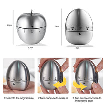 Load image into Gallery viewer, Stainless Steel Egg Shape Mechanical Manual Digital Timer Kitchen Supplies Clock Kitchen Timer Alarm Clock 60 Minute Countdown Cooking Timer
