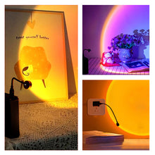 Load image into Gallery viewer, USB Sunset Lamp LED Rainbow Neon Night Light Projector Photography Wall Atmosphere Lighting Projection Lamp for Bedroom Home Decor Gift
