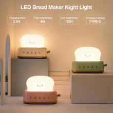 Load image into Gallery viewer, LED Bread Maker Night Light USB Charging Dimming Toast Lamp Bedroom Children Timing Sleeping Lamps Fun Switch Mood Light
