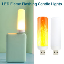 Load image into Gallery viewer, USB Atmosphere Light LED Flame Flashing Candle Lights Book Lamp for Power Bank Camping Lighting Cigarette Lighter Effect Light
