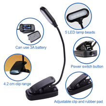 Load image into Gallery viewer, LED Eye Protection Book Night Light Adjustable Mini Clip-On Study Desk Lamp Battery Powered Flexible for Travel Bedroom Reading
