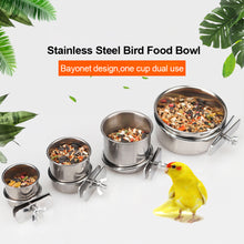 Load image into Gallery viewer, Pet Birds Hanging Cage Bowl Dish Cup Anti-turnover Stainless Steel Feeding Food Drinking Feeder for Parakeet Lovebird
