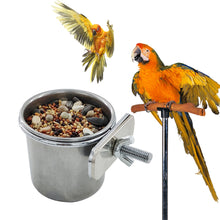 Load image into Gallery viewer, Pet Birds Hanging Cage Bowl Dish Cup Anti-turnover Stainless Steel Feeding Food Drinking Feeder for Parakeet Lovebird

