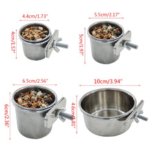 Load image into Gallery viewer, Pet Birds Hanging Cage Bowl Dish Cup Anti-turnover Stainless Steel Feeding Food Drinking Feeder for Parakeet Lovebird
