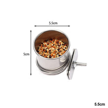 Load image into Gallery viewer, Pet Birds Hanging Cage Bowl Dish Cup Anti-turnover Stainless Steel Feeding Food Drinking Feeder for Parakeet Lovebird

