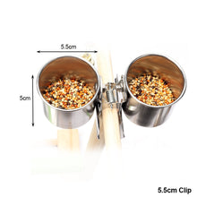 Load image into Gallery viewer, Pet Birds Hanging Cage Bowl Dish Cup Anti-turnover Stainless Steel Feeding Food Drinking Feeder for Parakeet Lovebird
