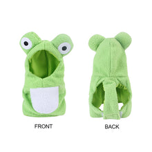 Load image into Gallery viewer, Funny Frog Shaped Birds Clothes Plush Flying Suit Parrots Costume Cosplay Outfit Winter Warm Hat Hooded Pet Bird Accessories
