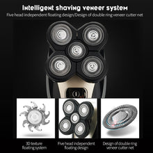 Load image into Gallery viewer, 5-in-1 IPX6 Waterproof Electric Shaver for Men 4D Floating Head Shavers for Bald Men 5 Head Cordless Grooming Kit Razor
