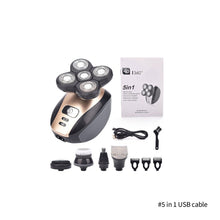 Load image into Gallery viewer, 5-in-1 IPX6 Waterproof Electric Shaver for Men 4D Floating Head Shavers for Bald Men 5 Head Cordless Grooming Kit Razor

