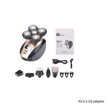 Load image into Gallery viewer, 5-in-1 IPX6 Waterproof Electric Shaver for Men 4D Floating Head Shavers for Bald Men 5 Head Cordless Grooming Kit Razor
