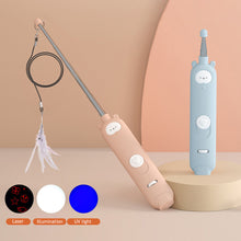 Load image into Gallery viewer, Telescopic Pointer Cat Toy USB Rechargeable Infrared Laser Light Funny Cat Stick Pet Supplies Interactive Feather Bell Toys
