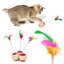 Load image into Gallery viewer, Cat Toy Pet Cat Sisal Scratching Ball Training Interactive Toy for Kitten Pet Cat Supplies Funny Play Feather Toy cat accessorie
