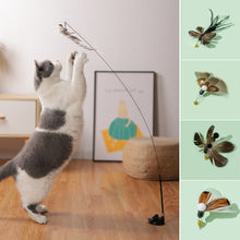 Load image into Gallery viewer, Cat Toy Stick Insect Feather Replacement Head Little Flying Handmade Kitten With Bell Interactive Teaser Pet Supplies
