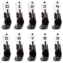Load image into Gallery viewer, 1pc Adult 0-9 Number Socks Basketball Socks Elite Socks Men Women Professional Sport Cotton Socks Outdoor Cycling Running Socks
