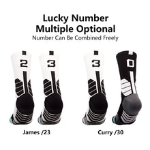 Load image into Gallery viewer, 1pc Adult 0-9 Number Socks Basketball Socks Elite Socks Men Women Professional Sport Cotton Socks Outdoor Cycling Running Socks
