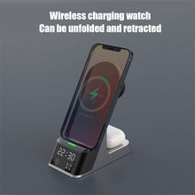 Load image into Gallery viewer, Three-in-one Watch Mobile Phone Wireless Charger Rotatable Storage Mobile Wireless Charger For Android Apple

