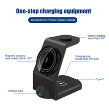 Load image into Gallery viewer, Wireless Charging Three-in-one Fast Charging 15w Suitable For Watch Headset Mobile Phone Digital Magnetic Wireless Charger
