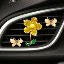 Load image into Gallery viewer, 3Pcs Car Air Freshener Lovely Little Butterfly Ladies' Crystal Flower Perfume Decoration Clip Air Refresher Fragrance
